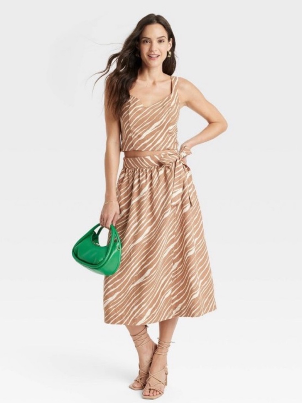 A New Day Linen blend faux wrap skirt size M